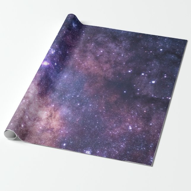 Lila Blå himmel Galaxy Starry Night Stars Modern Presentpapper (Utrullad)