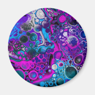 Lila, blå modern Abstrakt Fluid Art Marble Cell Magnet