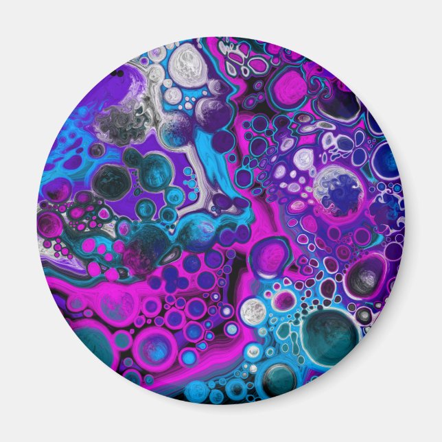 Lila, blå modern Abstrakt Fluid Art Marble Cell Magnet (Framsidan)
