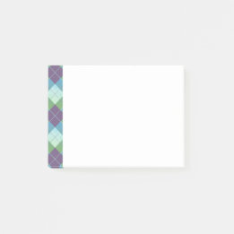 Lila Blå och Grön Argyle-stil Plaid Post-it Block