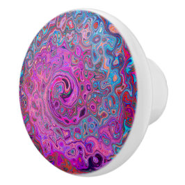 Lila, blå och röd Abstrakt Retro Swirl Knopp