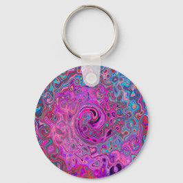 Lila, blå och röd Abstrakt Retro Swirl Nyckelring