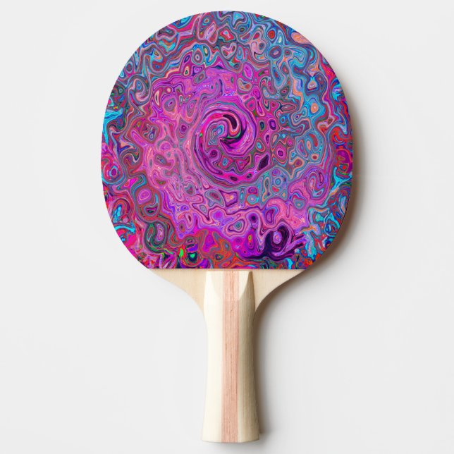 Lila, blå och röd Abstrakt Retro Swirl Pingisracket (Framsidan)