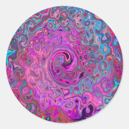 Lila, blå och röd Abstrakt Retro Swirl Runt Klistermärke