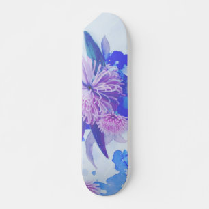 Lila, blå och tunn Blommigt, utskriven på långb Skateboard Bräda 20 Cm