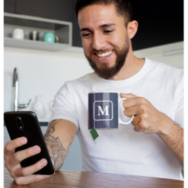 Lila Blå Ombre - Monogram Kaffemugg