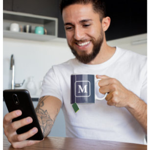 Lila Blå Ombre - Monogram Kaffemugg
