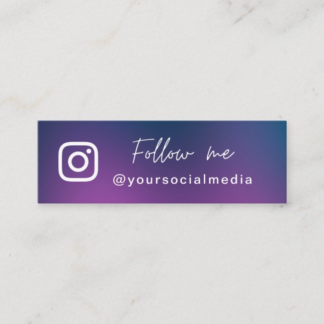 Lila blå övertoning följt Social Media QR-kod Mini Visitkort (Framsida)