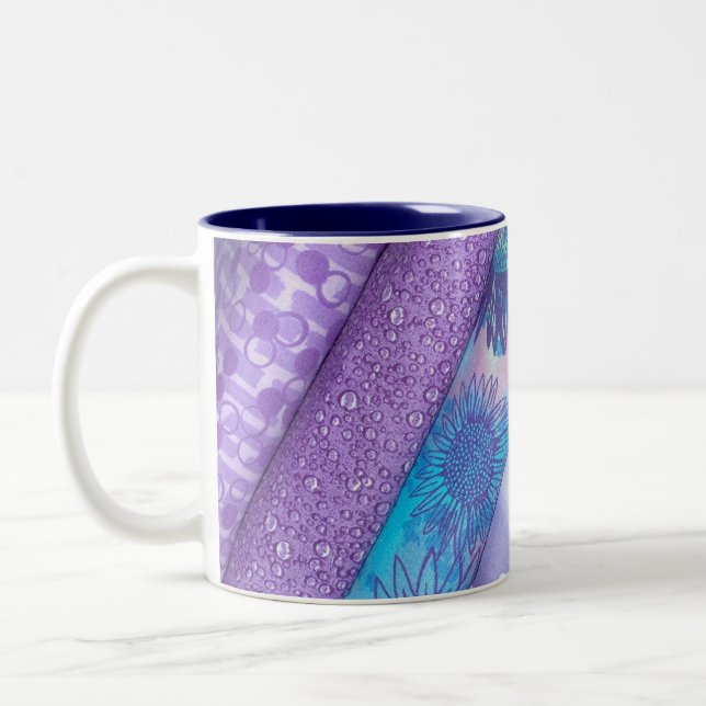 Lila & Blå Quilt Bolt Tyg Mugg (Vänster)