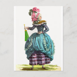 Lila & Blå Regency Fransk Modeteckning Vykort