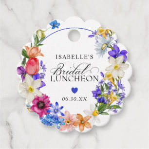 Lila Blå Röd Vildblomma Bröllops Luncheon Shower Gåvor Etiketter