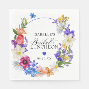 Lila Blå Röd Vildblomma Bröllops Luncheon Shower Pappersservett