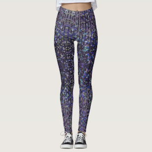 Lila blå sekvenser gnistra mönster leggings