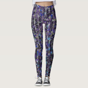 Lila blå sekvenser   gnistra mönster tanktop leggings