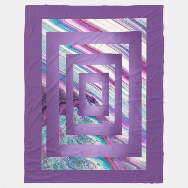 Lila, blå, skalad, vit Abstrakt Fleecefilt (Framsidan)