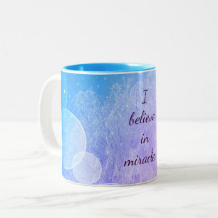 Lila/Blå tro på mirakelfrostdesign Två-Tonad Mugg