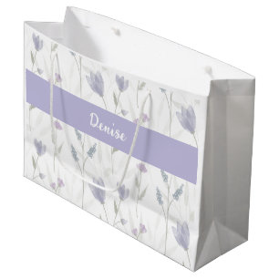 Lila Blå Vildblomma Akvarell Monogram Namn