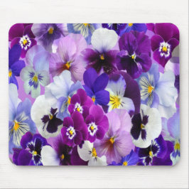 Lila Blå Vit Pansy Blommor Musmatta