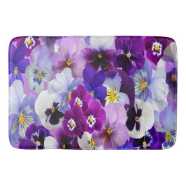 Lila Blå Vita Blommiga Violblommor Badrumsmatta