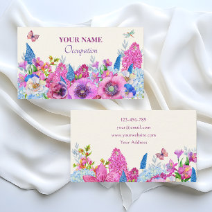 Lila blåa blommor bloom vår visitkort