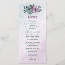 lila blåa blommor botaniska bröllop meny