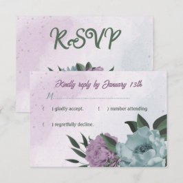 lila blåa blommor botaniska bröllop OSA kort