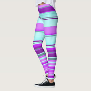 Lila blåa och gröna linjer leggings