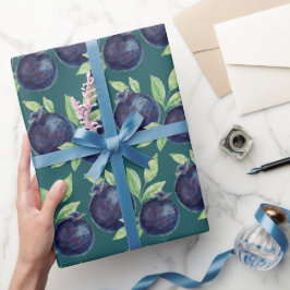 Lila Blåbär Akvarell Handmålad Presentpapper