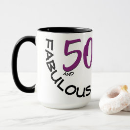 Lila & Black 50 och Fabulous Birthday Typography Mugg