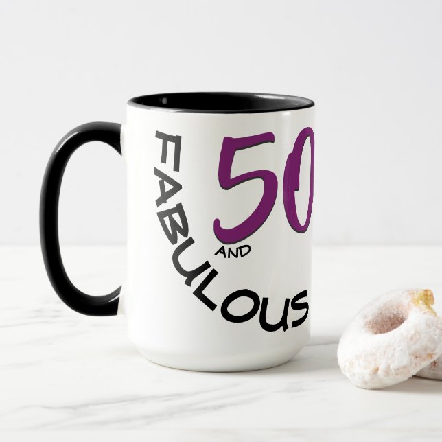 Lila & Black 50 och Fabulous Birthday Typography Mugg (Med munk)