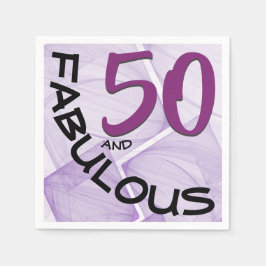 Lila Black 50 och Fabulous Typography Birthday Pappersservett