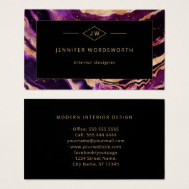 Lila Black Abstrakt Agate för modern Professionell Visitkort