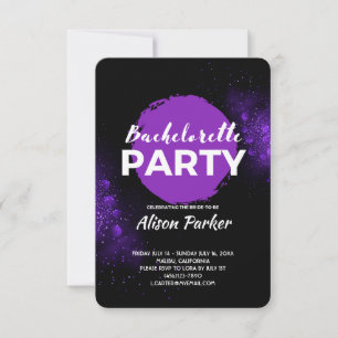 Lila Black Bachelorette Party Inbjudningar