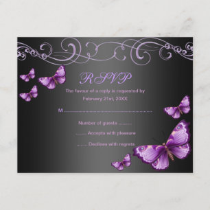 Lila/Black Butterfly Birthday OSA kort