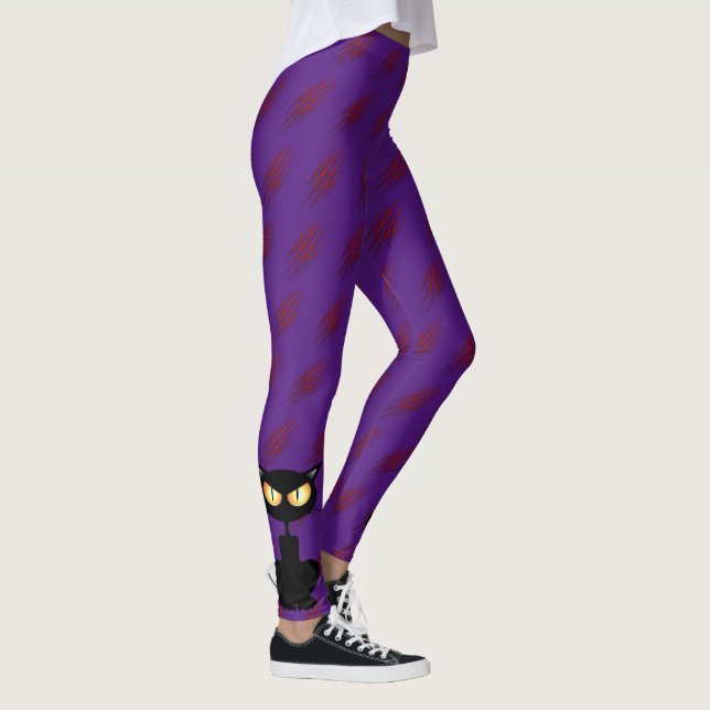 Lila Black Cat från happy halloween Leggings (Höger)