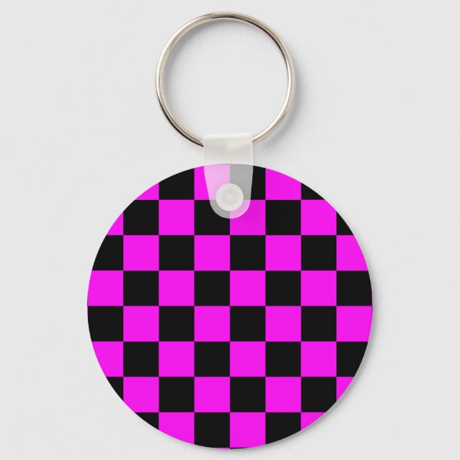 Lila Black Checkated Mönster Nyckelring (Framsida)