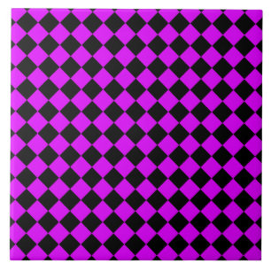 Lila Black Checker Diamond Mönster Kakelplatta