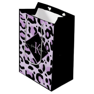 Lila & Black Cheetah Leopard Skriv ut Monogram