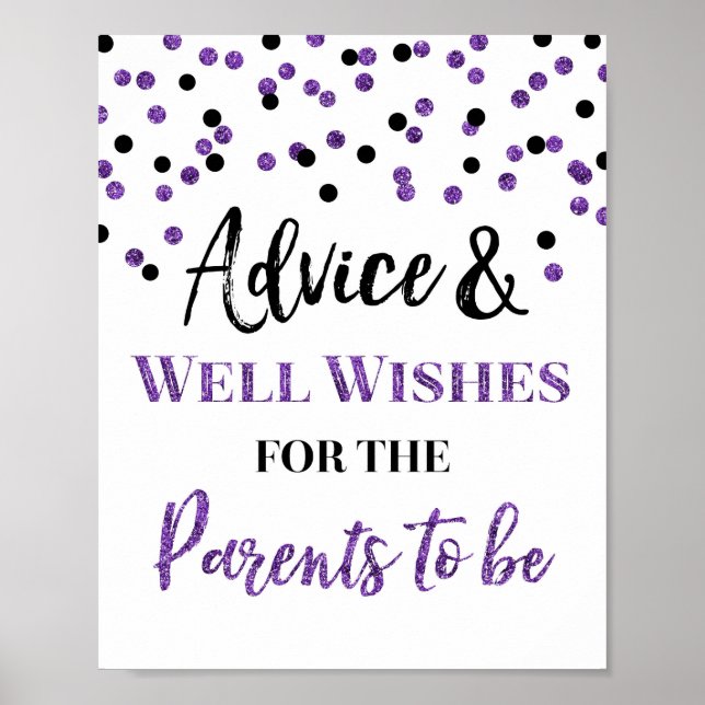 Lila Black Confetti Advice för föräldrar som ska Poster (Framsidan)