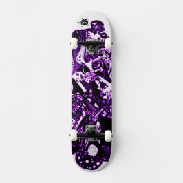 Lila Black Coola Mini Skateboard Bräda 18,5 Cm
