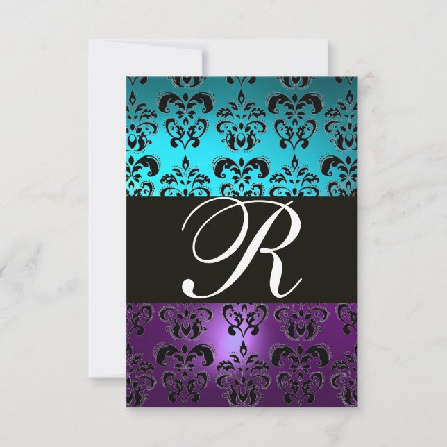 LILA BLACK DAMASK MONOGRAM OSA ,blåturkase (Framsida)