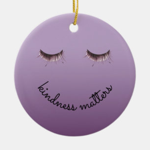 Lila Black Eyelash Kindness Julgransprydnad Keramik