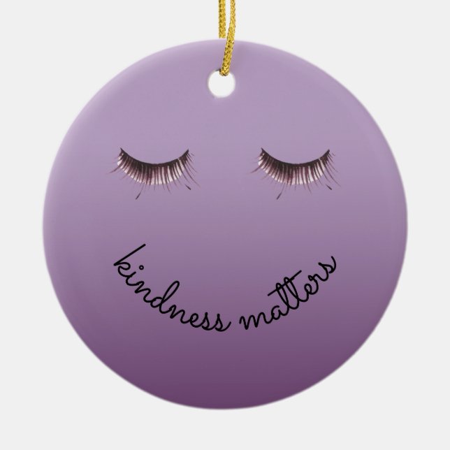 Lila Black Eyelash Kindness Julgransprydnad Keramik (Framsidan)