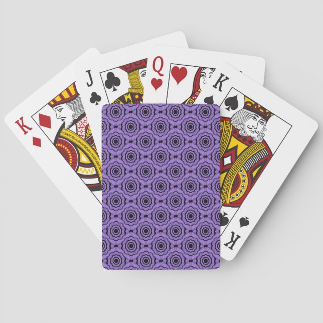 Lila Black Flower Seamless Mönster Casinokort (Baksidan)