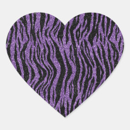 Lila Black Glitter Zebra tryck Hjärtformat Klistermärke