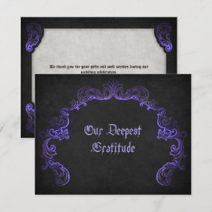 Lila Black Gothic Bröllop Tack Kort