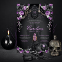 Lila Black Gothic Princess Halloween Quinceanera