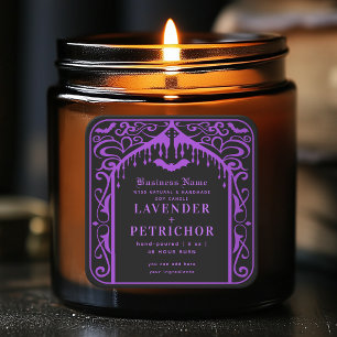 Lila Black Gothic Vampire Candle-produktetikett Fyrkantigt Klistermärke