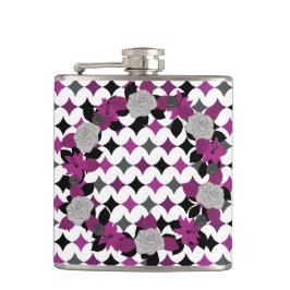 LILA BLACK GRÅTT WHITE MÖNSTER & FLOWERS FICKPLUNTA