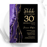Lila Black Guld Agate Surprise 30års födelsedag Inbjudningar<br><div class="desc">Lila,  svart och guld upprörde 30års födelsedag partiinbjudan. Elegantens moderna design med vattenfärgad bakgrund,  faux glitter guld och typsnitt för färgskript. Trendig inbjudan-kortets perfekt för en snyggt kvinnor i firande. Skrivna Zazzle-inbjudningar eller digital utskrivbar mall för omedelbar nedladdning.</div>